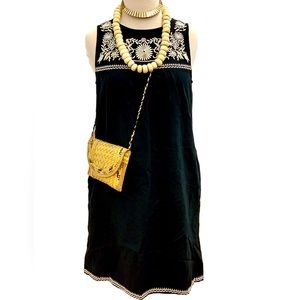 j, crew black embroidered dress size s